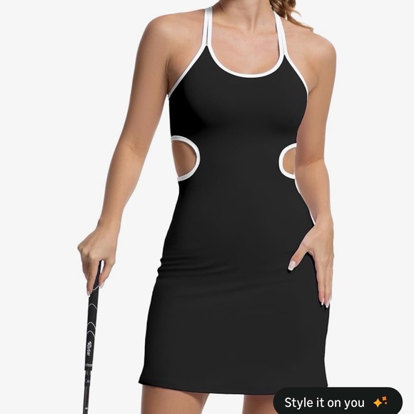 Womens Tennis Dress Golf Dresses with Shorts, Inner Pocket Sleeveless Casual - Picture 2 of 7